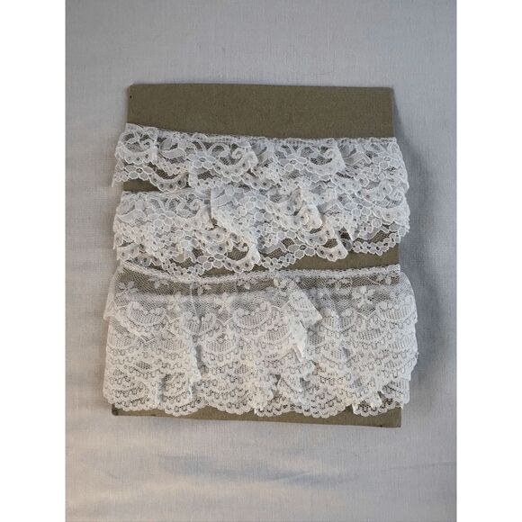White Ruffled Lace Trim, Decorative, Lot Of Ten, Sewing, Crafting - Picture 5 of 5